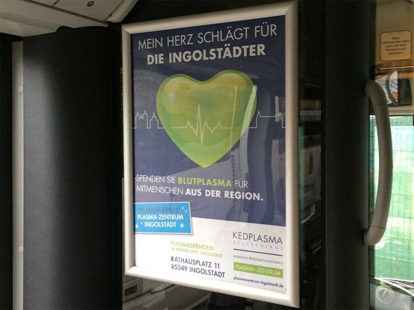 Buswerbung Innenwebung Plakat für Plasma-Zentrum Ingolstadt